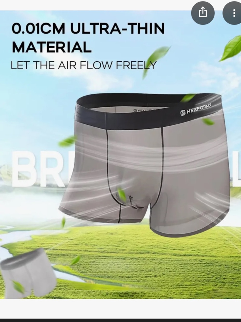 Men's Gray Cooling Boxer Trunks